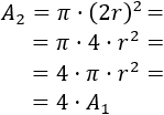 calculamos el área del círculo de radio 2r: A₂ = π·(2r)² = 4·π·r² = 4·A₁ Calculadora del área del círculo a partir de alguno de los siguientes datos: radio, diámetro, perímetro o lado del cuadrado inscrito. La calculadora muestra las operaciones realizadas. Se proporcionan las fórmulas que utiliza la calculadora y una colección de problemas resueltos relacionados con el área del círculo. Calcularea. Matemáticas. Geometría plana.