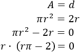 igualamos las fórmulas del área y diámetro del círculo de radio r, A = d, obteniendo la ecuación r·(rπ - 2) = 0 Calculadora del área del círculo a partir de alguno de los siguientes datos: radio, diámetro, perímetro o lado del cuadrado inscrito. La calculadora muestra las operaciones realizadas. Se proporcionan las fórmulas que utiliza la calculadora y una colección de problemas resueltos relacionados con el área del círculo. Calcularea. Matemáticas. Geometría plana.